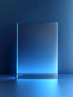 蓝色发光透明立体方块