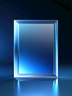 蓝色透明方形晶体摆件