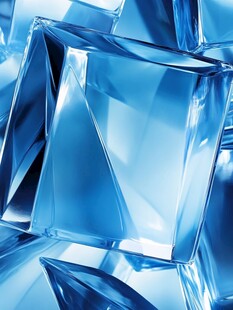 蓝色透明立方体晶体