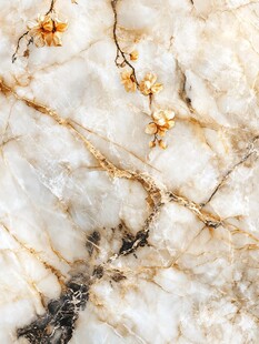 大理石上的精致花朵点缀