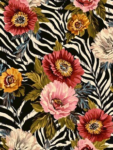 斑马纹背景花卉图案