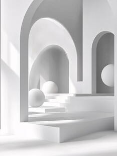 极简几何拱形空间场景