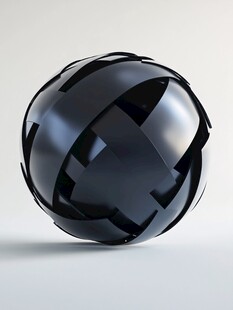 黑色几何拼接球形艺术品