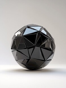 黑色多边形几何球体模型