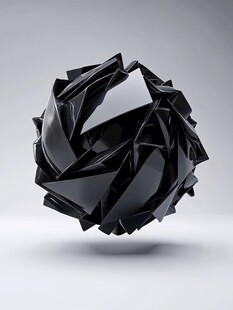 黑色立体几何抽象悬浮球体