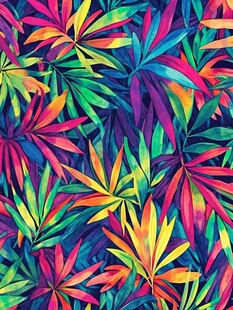 多彩热带植物图案背景