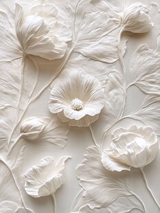 立体白花浮雕艺术装饰画