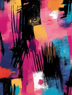 抽象多彩笔触艺术画作