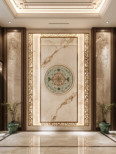 豪华大理石中式玄关背景墙