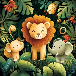 丛林中的可爱动物伙伴们