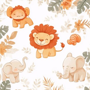 可爱动物与植物的温馨画面