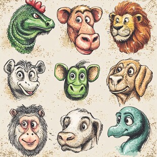 卡通动物头像集合