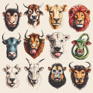 动物头像插画集合