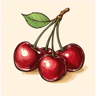 手绘甜美樱桃插画
