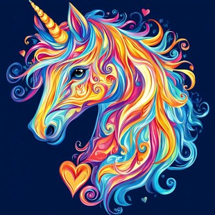梦幻独角兽 绚丽色彩与爱心