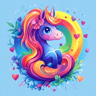 梦幻独角兽与彩虹爱心世界