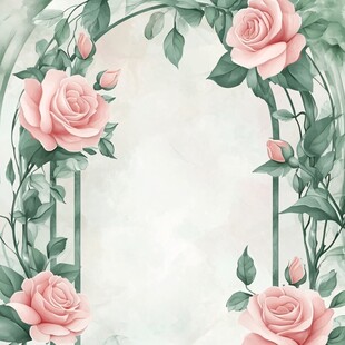 粉色玫瑰藤蔓装饰背景图