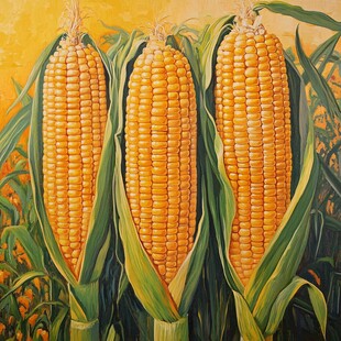 饱满玉米绘画图