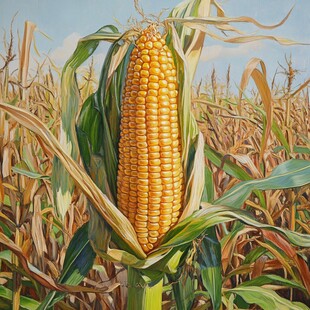 金黄玉米挺立丰收田野