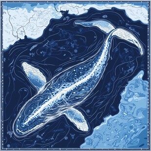 深海蓝鲸梦幻插画艺术