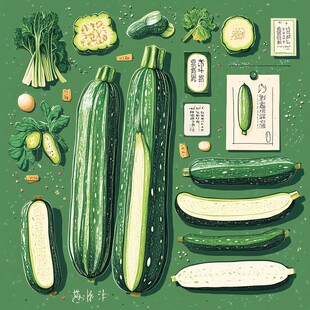 西葫芦多样形态插画展示