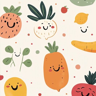 可爱笑脸蔬菜水果图案