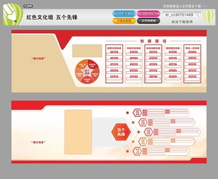 红色文化墙五个先锋