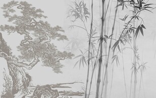 水墨竹林山水图