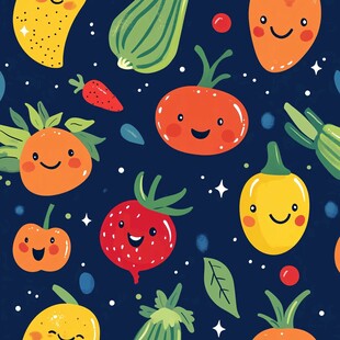 可爱果蔬图案背景图