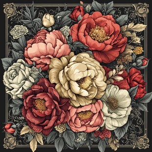 复古繁花插画图案设计