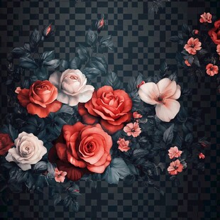 绚丽花卉图案 透明背景素材