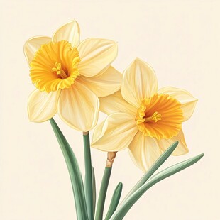 两朵娇艳的黄色水仙花