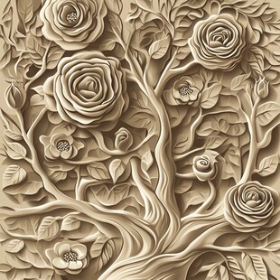 立体玫瑰浮雕艺术图案