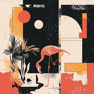 火烈鸟的抽象艺术景观