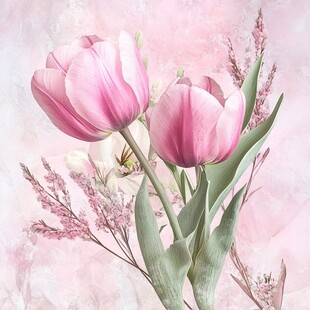 粉色郁金香花卉浪漫图景