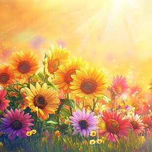 阳光花海中的绚烂向日葵