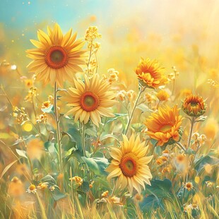 阳光下的向日葵花海