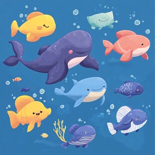 可爱海洋鱼类插画集合