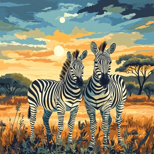 草原上的双斑马