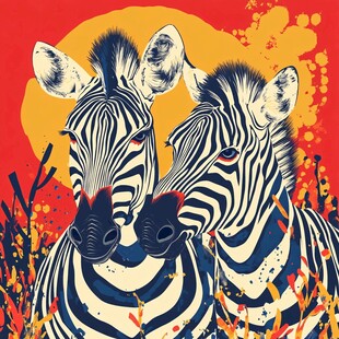 双斑马的原野艺术图景