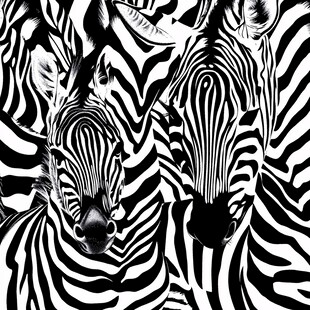 黑白斑马群的独特纹理画面