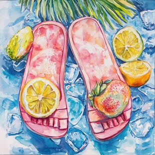 夏日凉拖与鲜果冰爽组合