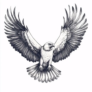 展翅雄鹰黑白手绘图案