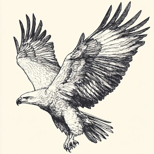 展翅翱翔的雄鹰手绘插画