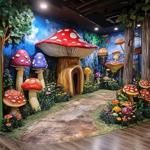 梦幻蘑菇童话小屋场景
