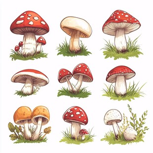 可爱手绘蘑菇插画集合