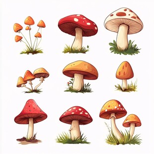 可爱蘑菇插画集合