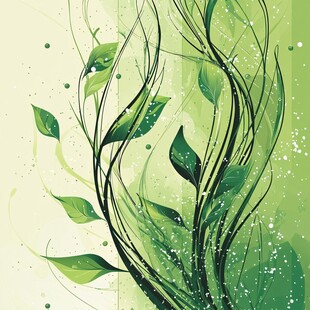 清新绿植抽象艺术插画