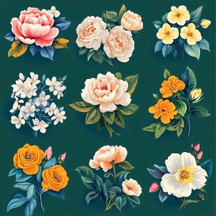 多彩花卉插画集合