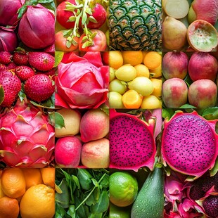 缤纷多彩的新鲜水果集合